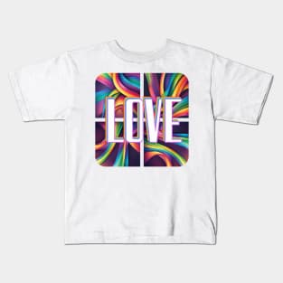 The word love on an abstract background Kids T-Shirt